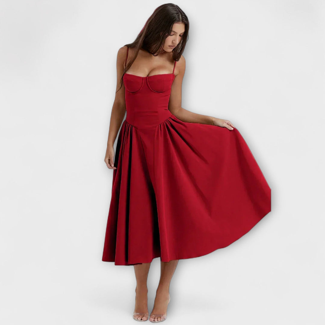 Rosalie - Elegantní bezrukávový korzetový šaty