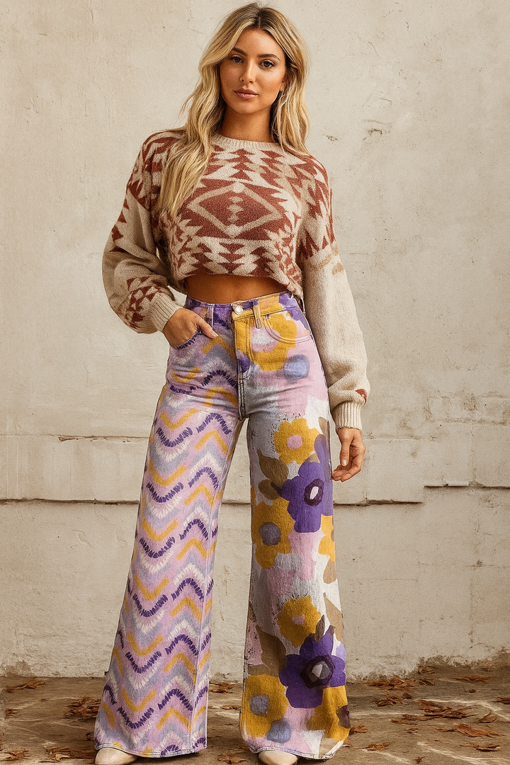 Karolína - Květované boho kalhoty