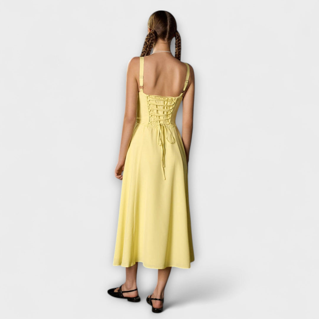 Naděje - Růžový top šaty s detailem rozparku