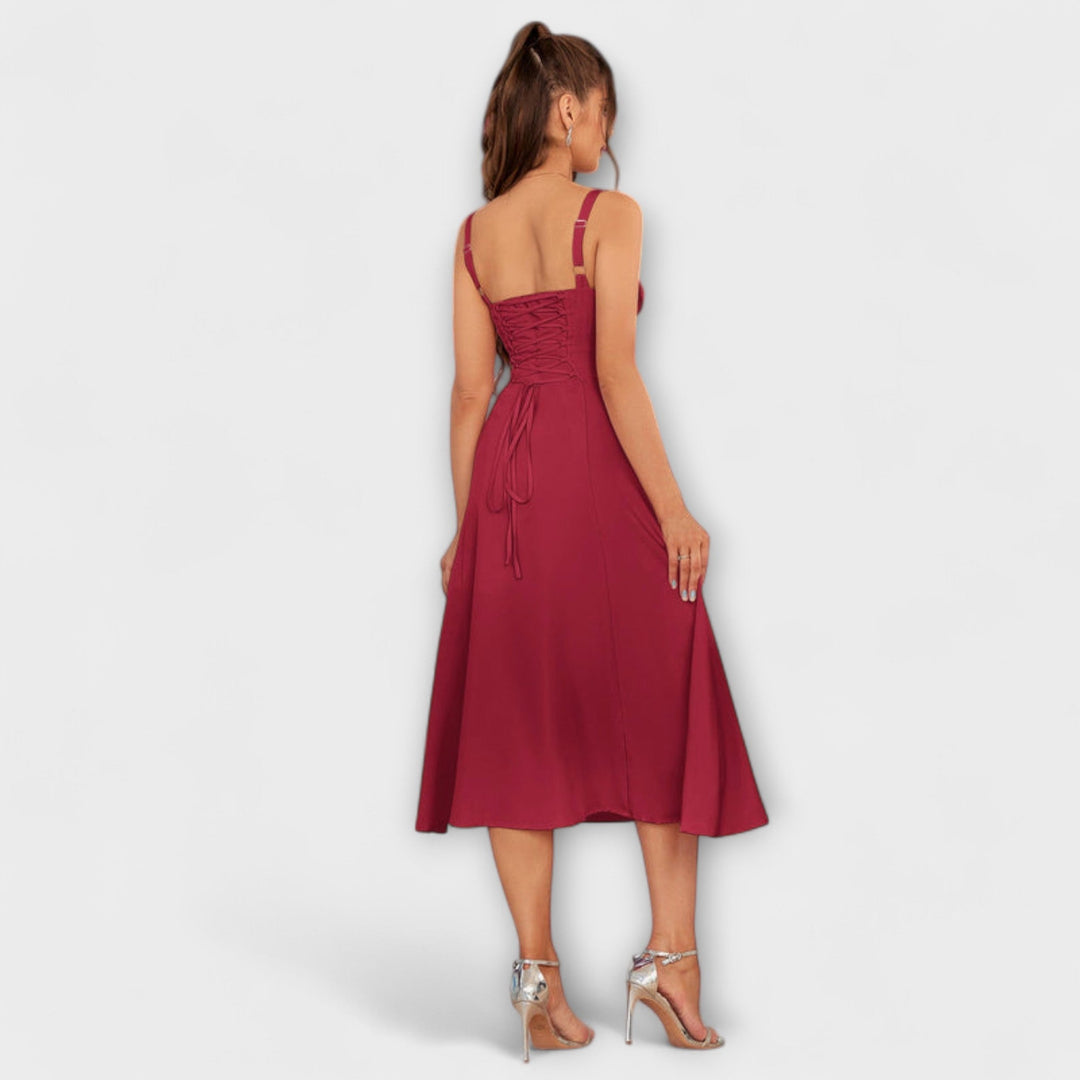 Naděje - Růžový top šaty s detailem rozparku