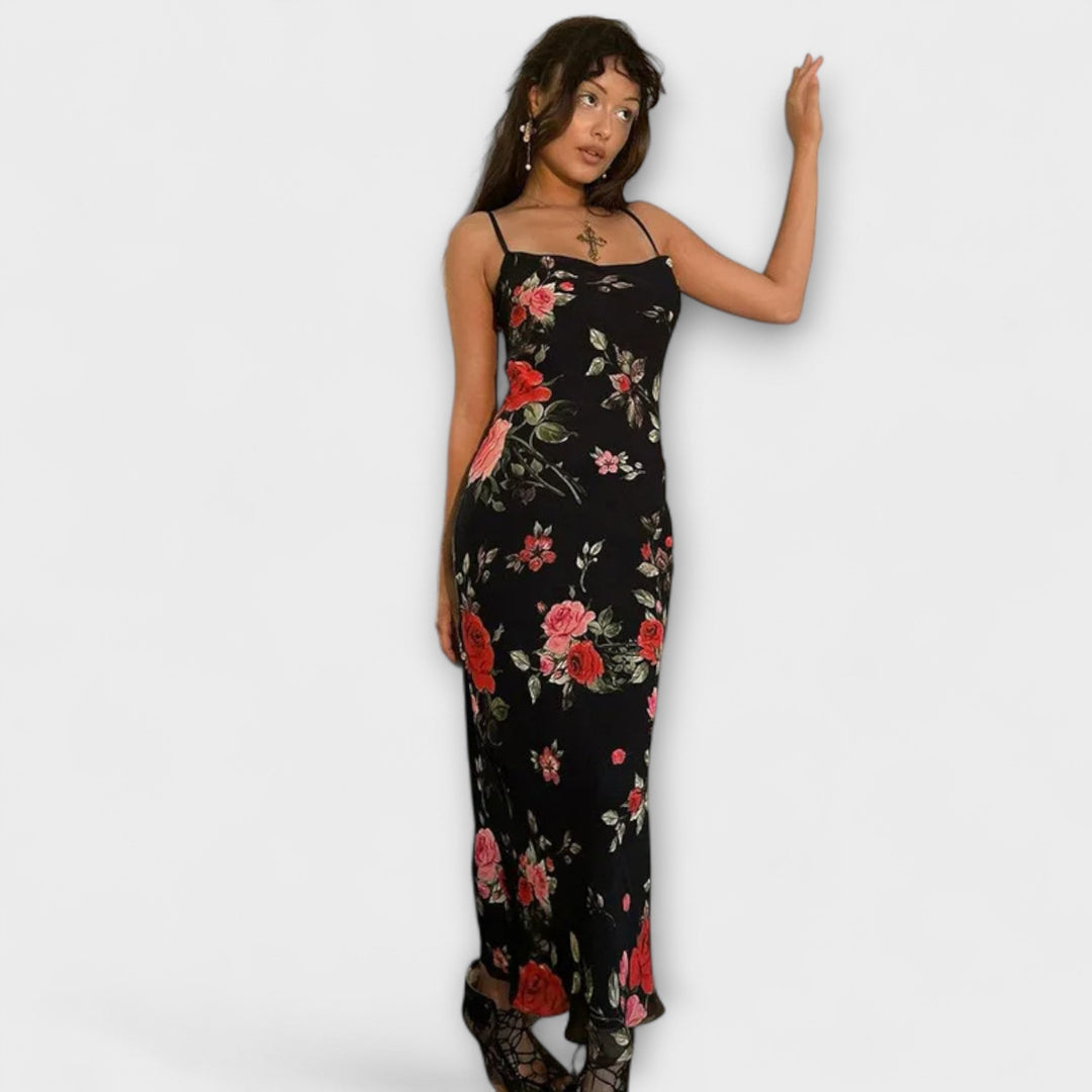 Šaty bodycon s květinovým vzorem a ramínky