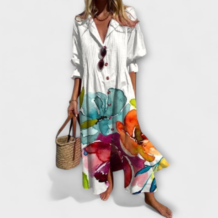 Lila - Lichotivé Maxi Šaty s Krytím Břicha