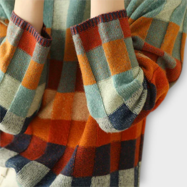 Erika – Patchworkový rolákový svetr