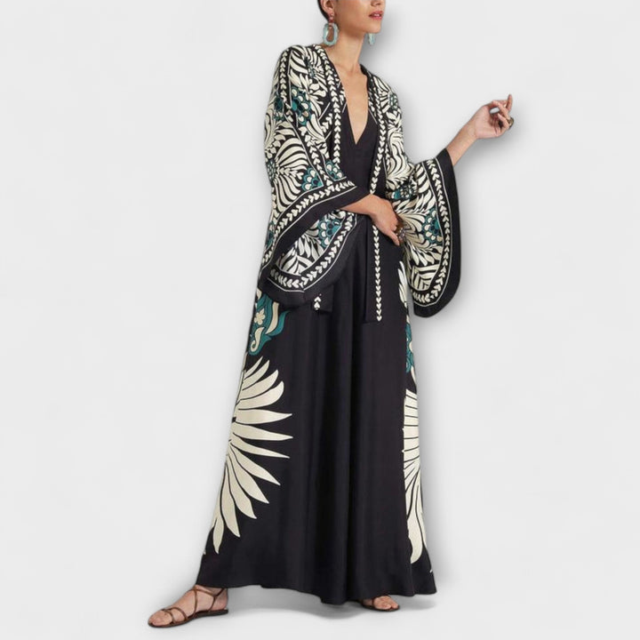 Giselle - Stylové Maxi Šaty s Květinovým Potiskem